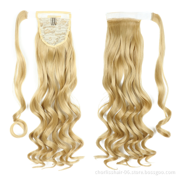 Wholesale Hot Sale Chorliss Natural Indian Virgin Cheveux Afro Curly Hair Ponytail For Black Women Synthetic Ponytail Extensions